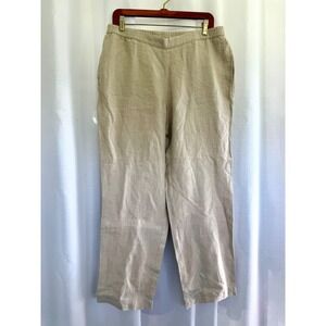 J.Jill Love Linen Pants Women's‎ Size M Beige Oatmeal Straight Leg Minimalist